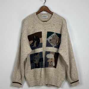Vintage Iceberg Disney Dogs Sweater Mens XL Wool Silk Linen 90s Italy Pluto
